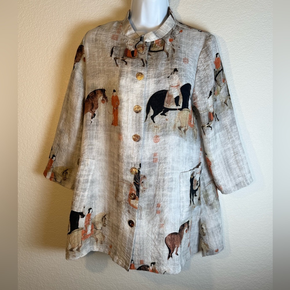 SOFT SURROUNDINGS Song Dynasty Button Up Women’s Sz M Tunic Blouse Top
